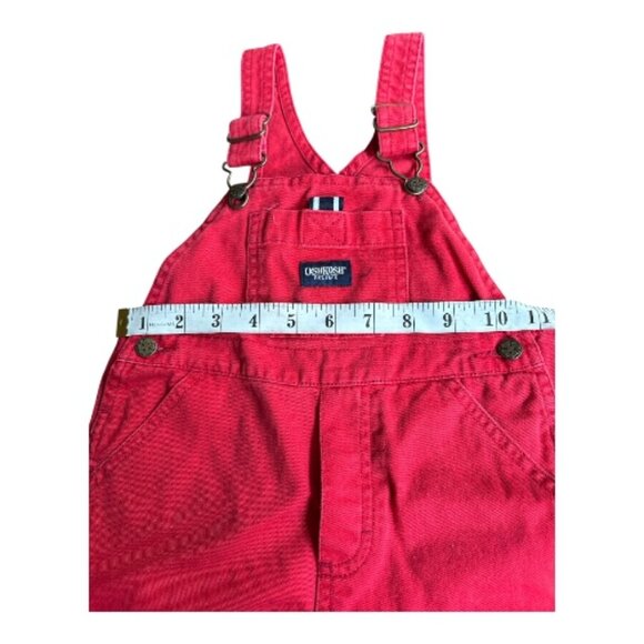 VINTAGE OshKosh B'Gosh RED BIB VESTBACK 100% COTTON OVERALLS SIZE 24 MONTHS - Picture 3 of 7